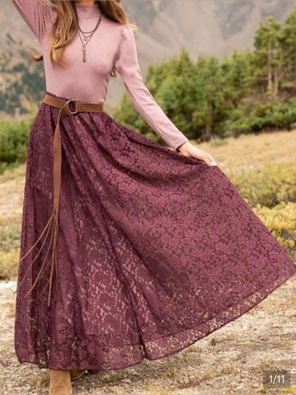 JOYFOLIE Boho Women's Mia Joy Bijourn Maxi Dress W/Pockets Dusty Orchid Medium